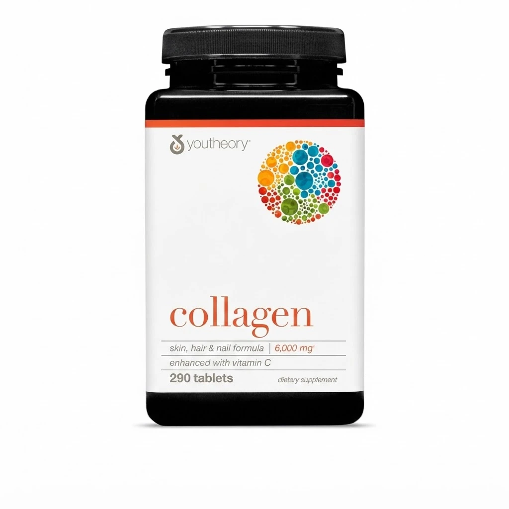 Youtheory Advanced Collagen - 6,000 mg Collagen with Vitamin C - for Hair, Skin & Nails - Supplements for Women & Men - 290 Tablets (45-Day Supply)