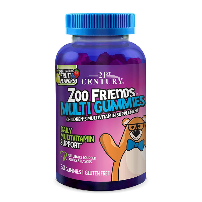 21st Century Zoo Friends Multi Gummies, Fruit 60 Count
