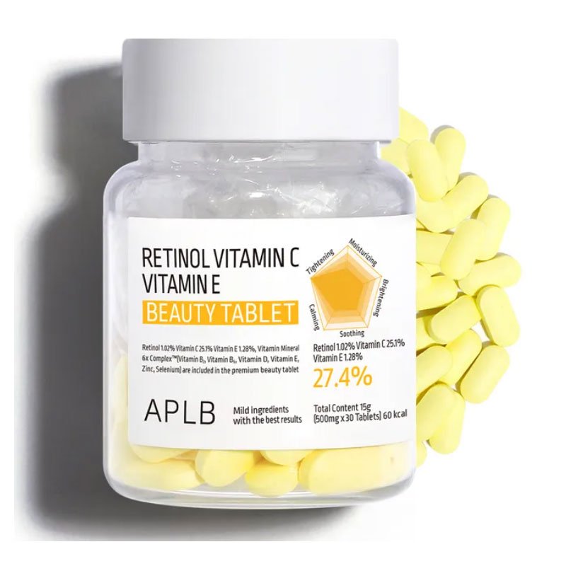 APLB Retinol Vitamin C Vitamin E Beauty Tablet 500mg x 30 Tablets