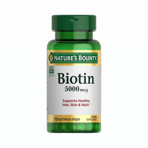Nature’s Bounty Biotin (5,000 mcg) – 72,  Softgels