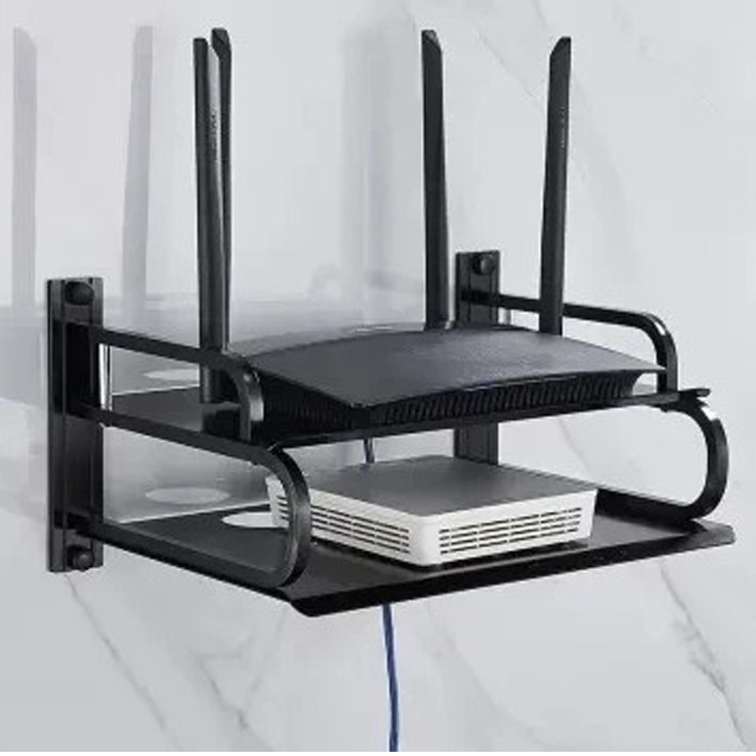 Metal Wall Mounted Router Stand - Black