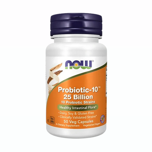 Now Probiotic-10 25 Billion 10 Probiotic Strains 50 Veg Caps
